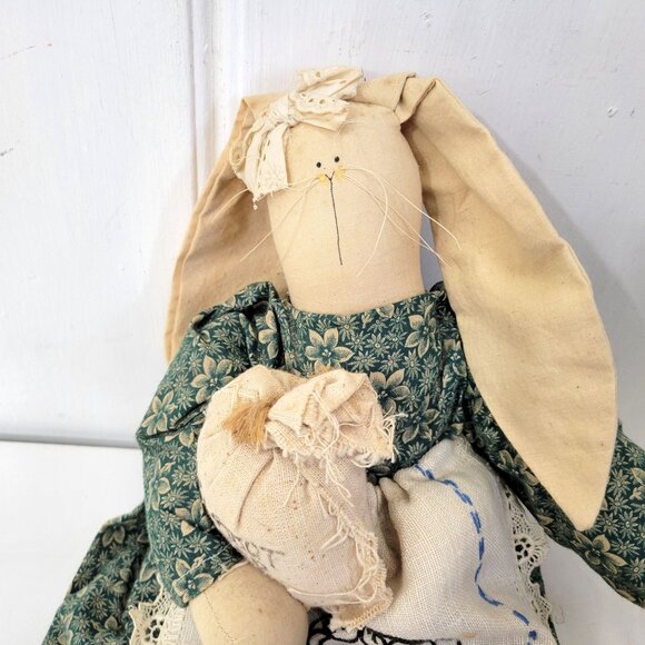 Rabbit Folk Doll Rag Doll Handmade Vintage Artist Doll - Picture 2 of 6